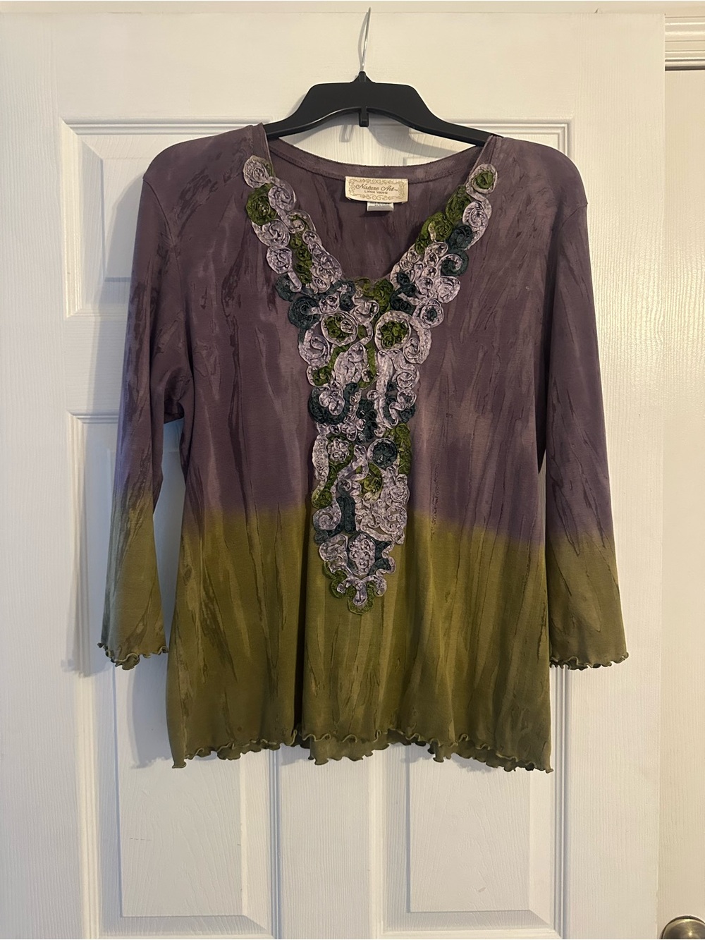Boho Lavender & Olive 3D V-Neck Tunic